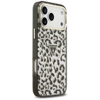 Guess IML Leopard Glitter Triangle Logo MagSafe dėklas iPhone 17 Pro Max / 18 Pro Max - Juoda -- iPhone 17 Pro Max /...