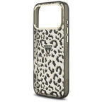 Guess IML Leopard Glitter Triangle Logo MagSafe dėklas iPhone 17 Pro Max / 18 Pro Max - Juoda -- iPhone 17 Pro Max /...