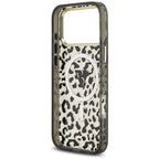 Guess IML Leopard Glitter Triangle Logo MagSafe dėklas iPhone 17 Pro Max / 18 Pro Max - Juoda -- iPhone 17 Pro Max /...