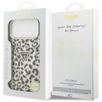Guess IML Leopard Glitter Triangle Logo MagSafe dėklas iPhone 17 Pro Max / 18 Pro Max - Juoda -- iPhone 17 Pro Max /...