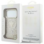 Guess IML Leopard Glitter Triangle Logo MagSafe dėklas iPhone 17 Pro Max / 18 Pro Max - Rožinė -- iPhone 17 Pro Max /...