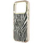 Guess IML Zebra Glitter Triangle Logo MagSafe iPhone 17 Pro / 18 Pro Case - Gold -- iPhone 17 Pro / iPhone 18 Pro