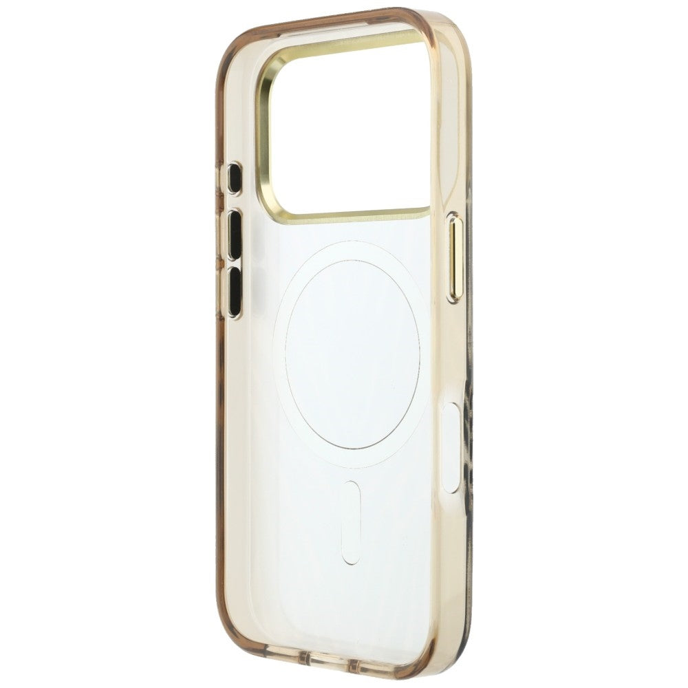 Guess IML Zebra Glitter Triangle Logo MagSafe iPhone 17 Pro / 18 Pro Case - Gold -- iPhone 17 Pro / iPhone 18 Pro