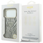 Guess IML Zebra Glitter Triangle Logo MagSafe iPhone 17 Pro / 18 Pro Case - Gold -- iPhone 17 Pro / iPhone 18 Pro