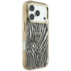 Guess IML Zebra Glitter Triangle Logo MagSafe dėklas skirtas iPhone 17 Pro Max / 18 Pro Max - Auksinė -- iPhone 17 Pro...