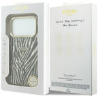Guess IML Zebra Glitter Triangle Logo MagSafe dėklas skirtas iPhone 17 Pro Max / 18 Pro Max - Auksinė -- iPhone 17 Pro...
