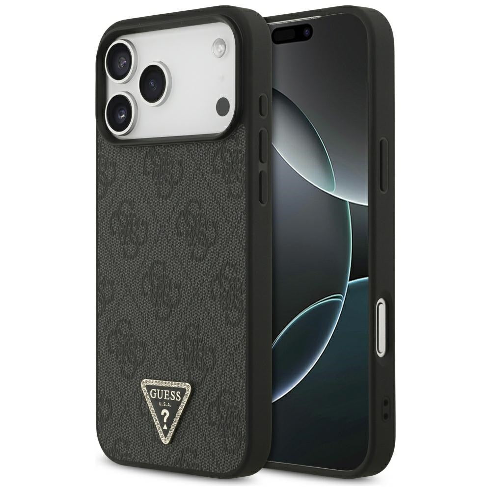Guess Leather 4G Triangle Strass MagSafe dėklas skirtas iPhone 17 Pro Max / 18 Pro Max - Juoda -- iPhone 17 Pro Max /...