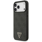 Guess Leather 4G Triangle Strass MagSafe dėklas skirtas iPhone 17 Pro Max / 18 Pro Max - Juoda -- iPhone 17 Pro Max /...