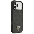 Guess Leather 4G Triangle Strass MagSafe dėklas skirtas iPhone 17 Pro Max / 18 Pro Max - Juoda -- iPhone 17 Pro Max /...