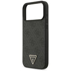 Guess Leather 4G Triangle Strass MagSafe dėklas skirtas iPhone 17 Pro Max / 18 Pro Max - Juoda -- iPhone 17 Pro Max /...