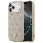 Guess Leather 4G Triangle Strass MagSafe dėklas skirtas iPhone 17 Pro Max / 18 Pro Max - Rožinė -- iPhone 17 Pro Max /...