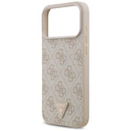 Guess Leather 4G Triangle Strass MagSafe dėklas skirtas iPhone 17 Pro Max / 18 Pro Max - Rožinė -- iPhone 17 Pro Max /...