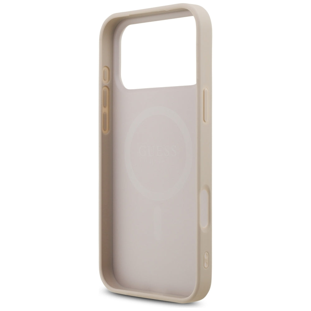 Guess Leather 4G Triangle Strass MagSafe dėklas skirtas iPhone 17 Pro Max / 18 Pro Max - Rožinė -- iPhone 17 Pro Max /...