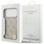 Guess Leather 4G Triangle Strass MagSafe dėklas skirtas iPhone 17 Pro Max / 18 Pro Max - Rožinė -- iPhone 17 Pro Max /...