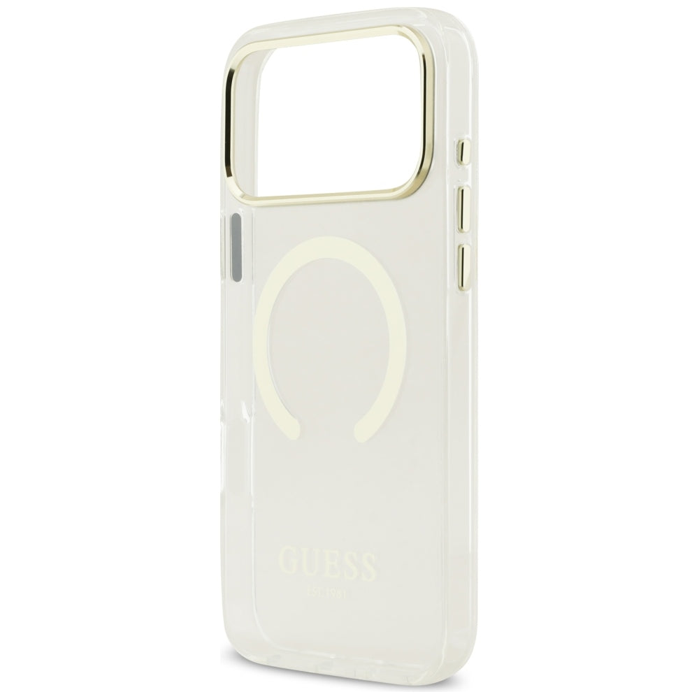 Guess Metalinio Kontūro MagSafe dėklas iPhone 17 Pro Max / 18 Pro Max - auksinė -- iPhone 17 Pro Max / iPhone 18 Pro Max