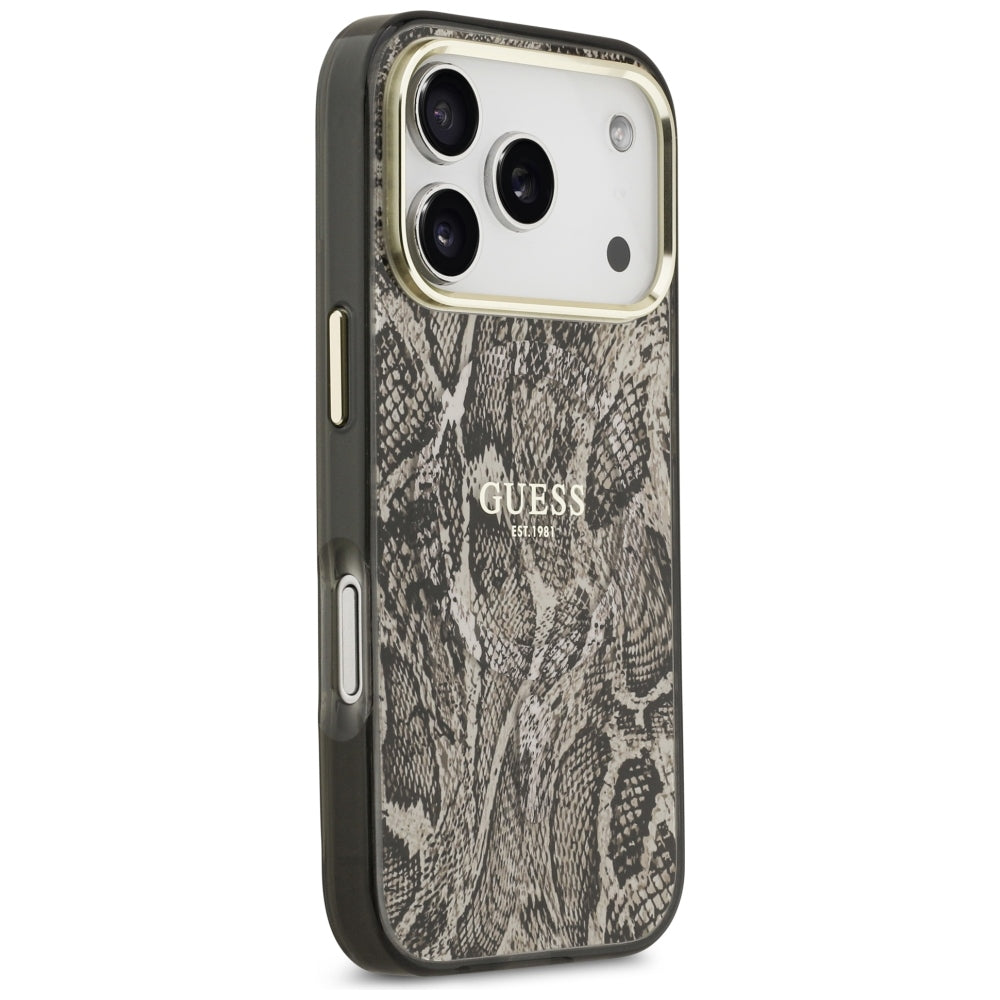 Guess Pytono Rašto MagSafe dėklas iPhone 17 Pro / 18 Pro - ruda -- iPhone 17 Pro / iPhone 18 Pro