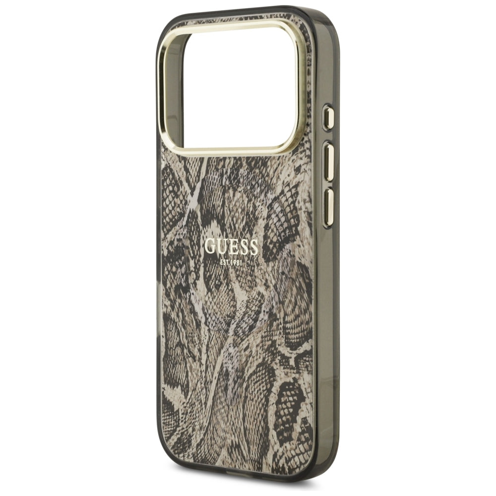 Guess Pytono Rašto MagSafe dėklas iPhone 17 Pro / 18 Pro - ruda -- iPhone 17 Pro / iPhone 18 Pro