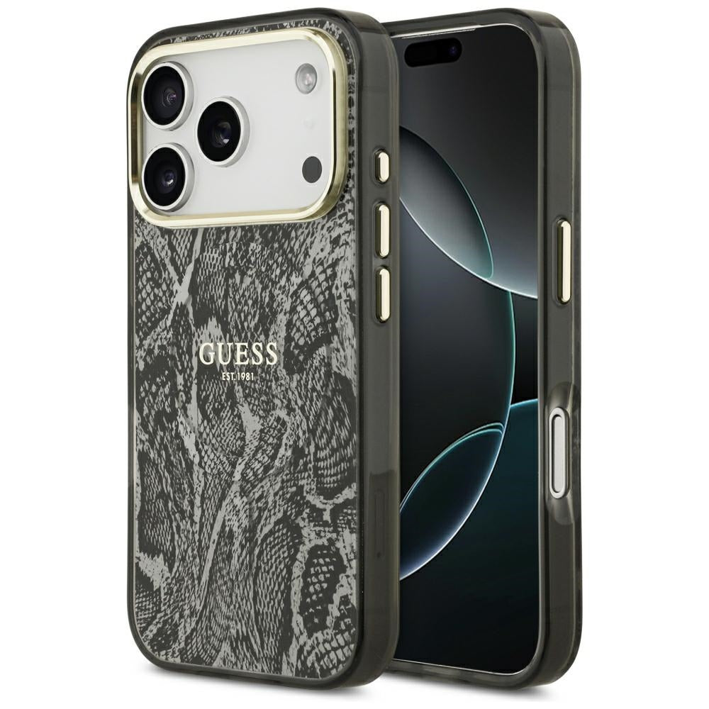 Guess Pytono Rašto MagSafe dėklas iPhone 17 Pro / 18 Pro - juoda -- iPhone 17 Pro / iPhone 18 Pro