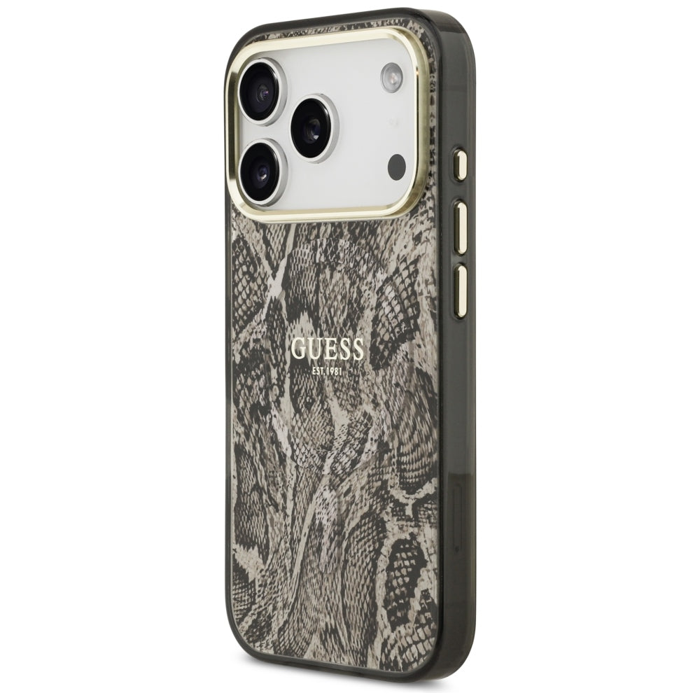Guess Pytono Rašto MagSafe dėklas iPhone 17 Pro Max / 18 Pro Max - ruda -- iPhone 17 Pro Max / iPhone 18 Pro Max
