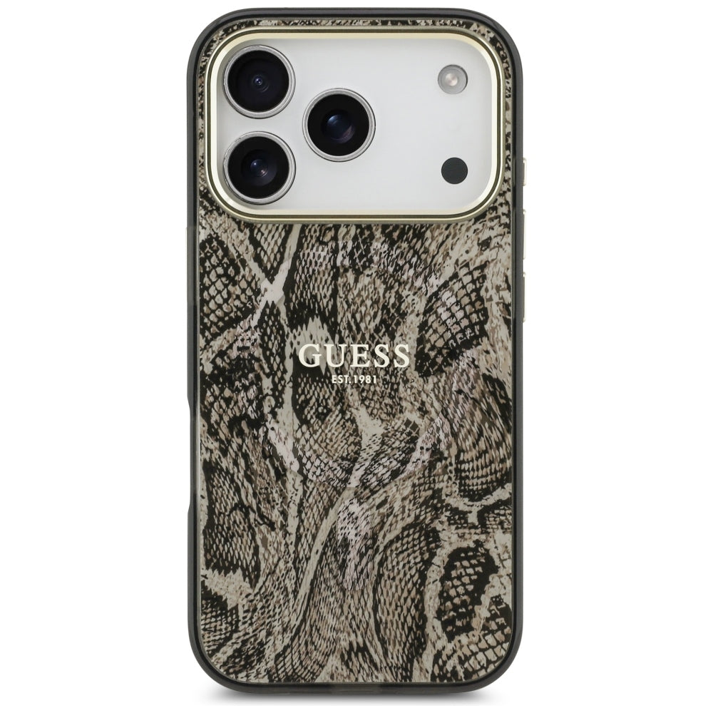 Guess Pytono Rašto MagSafe dėklas iPhone 17 Pro Max / 18 Pro Max - ruda -- iPhone 17 Pro Max / iPhone 18 Pro Max