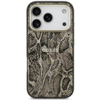 Guess Pytono Rašto MagSafe dėklas iPhone 17 Pro Max / 18 Pro Max - ruda -- iPhone 17 Pro Max / iPhone 18 Pro Max