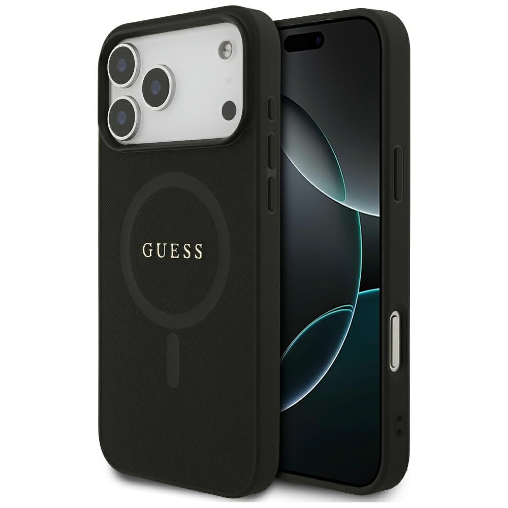 Guess Saffiano Klasikinio Logotipo MagSafe dėklas iPhone 17 Pro Max / 18 Pro Max - juoda -- iPhone 17 Pro Max / iPhone 18...