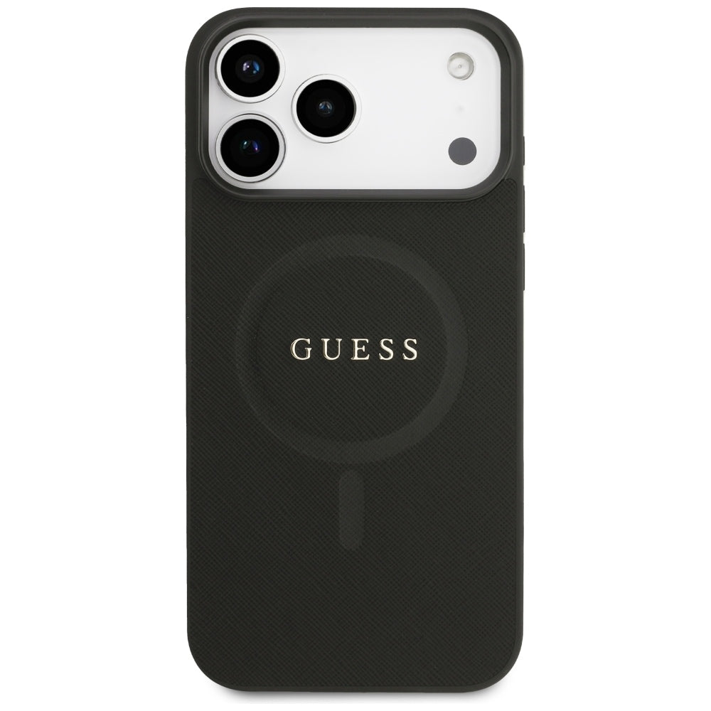 Guess Saffiano Klasikinio Logotipo MagSafe dėklas iPhone 17 Pro Max / 18 Pro Max - juoda -- iPhone 17 Pro Max / iPhone 18...