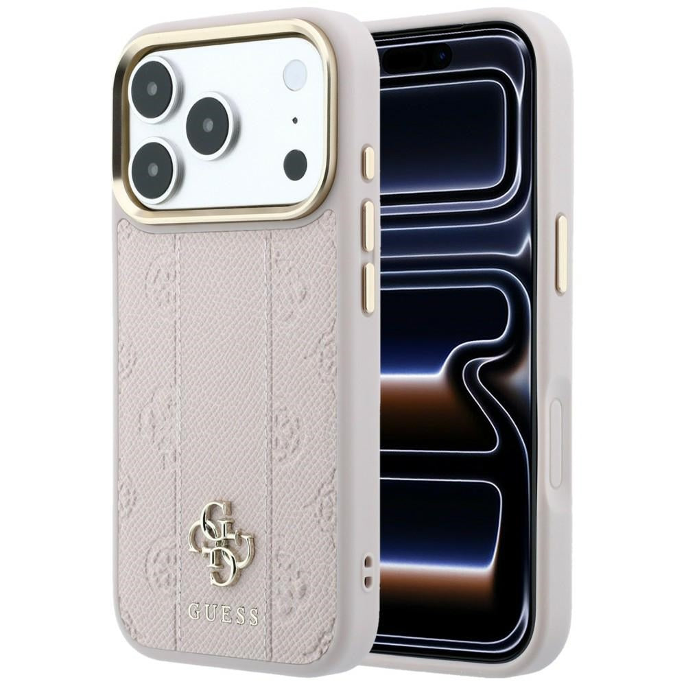 Guess Stripe Peony 4G Logo MagSafe dėklas iPhone 17 Pro Max / 18 Pro Max - Rožinė -- iPhone 17 Pro Max / iPhone 18 Pro Max