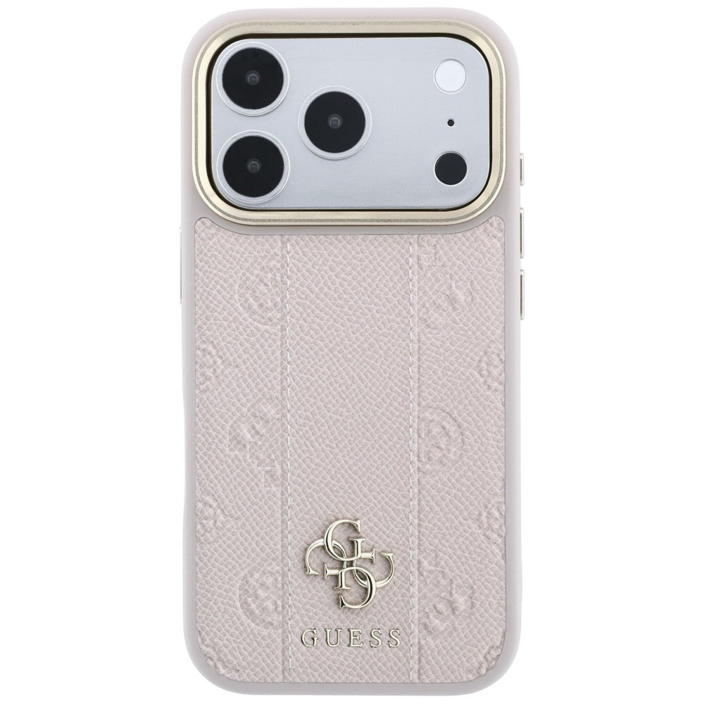 Guess Stripe Peony 4G Logo MagSafe dėklas iPhone 17 Pro Max / 18 Pro Max - Rožinė -- iPhone 17 Pro Max / iPhone 18 Pro Max