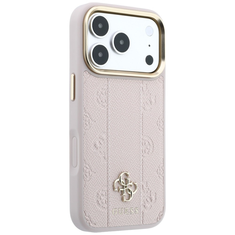 Guess Stripe Peony 4G Logo MagSafe dėklas iPhone 17 Pro Max / 18 Pro Max - Rožinė -- iPhone 17 Pro Max / iPhone 18 Pro Max
