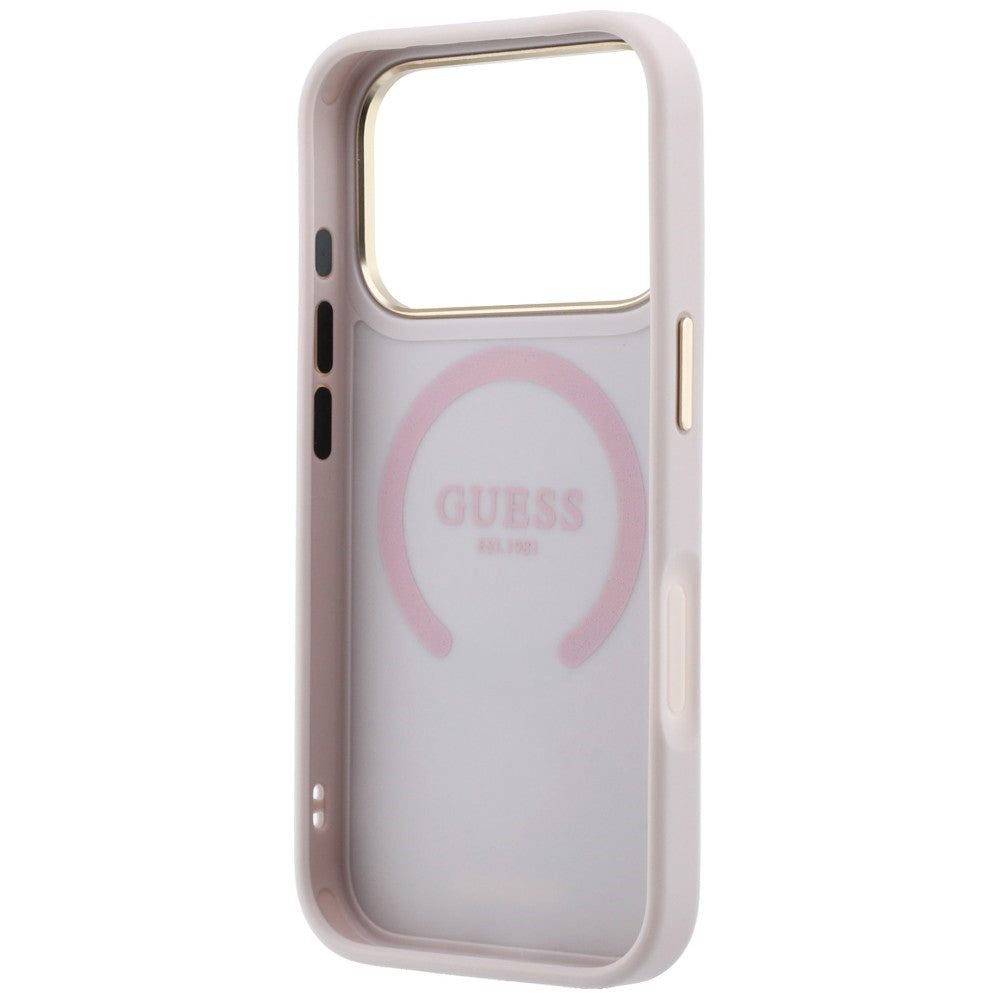 Guess Stripe Peony 4G Logo MagSafe dėklas iPhone 17 Pro Max / 18 Pro Max - Rožinė -- iPhone 17 Pro Max / iPhone 18 Pro Max