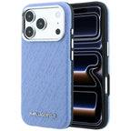 Karl Lagerfeld Grained Allover Logo Metal Elongated MagSafe dėklas iPhone 17 Pro Max / 18 Pro Max - Mėlyna -- iPhone 17...