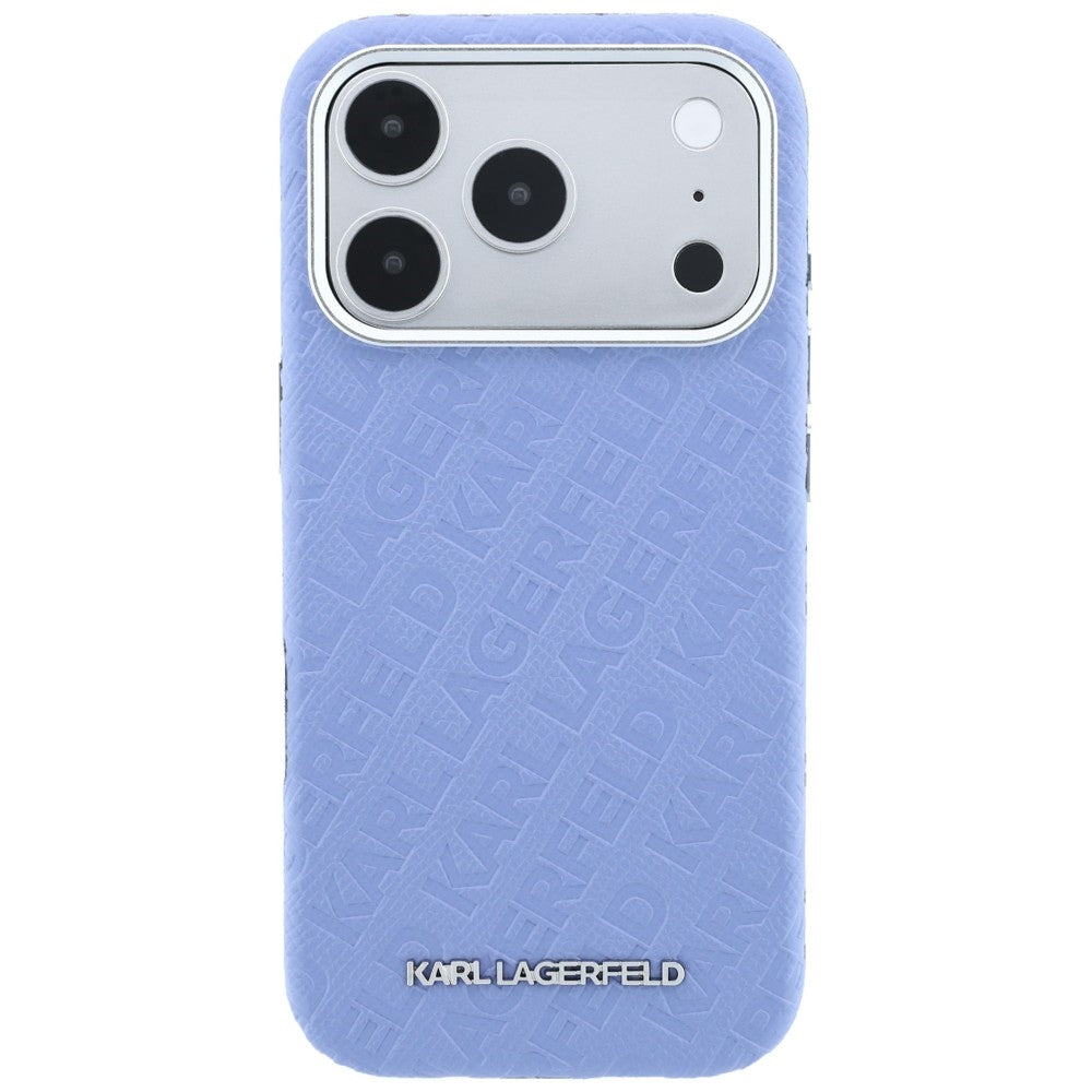 Karl Lagerfeld Grained Allover Logo Metal Elongated MagSafe dėklas iPhone 17 Pro Max / 18 Pro Max - Mėlyna -- iPhone 17...