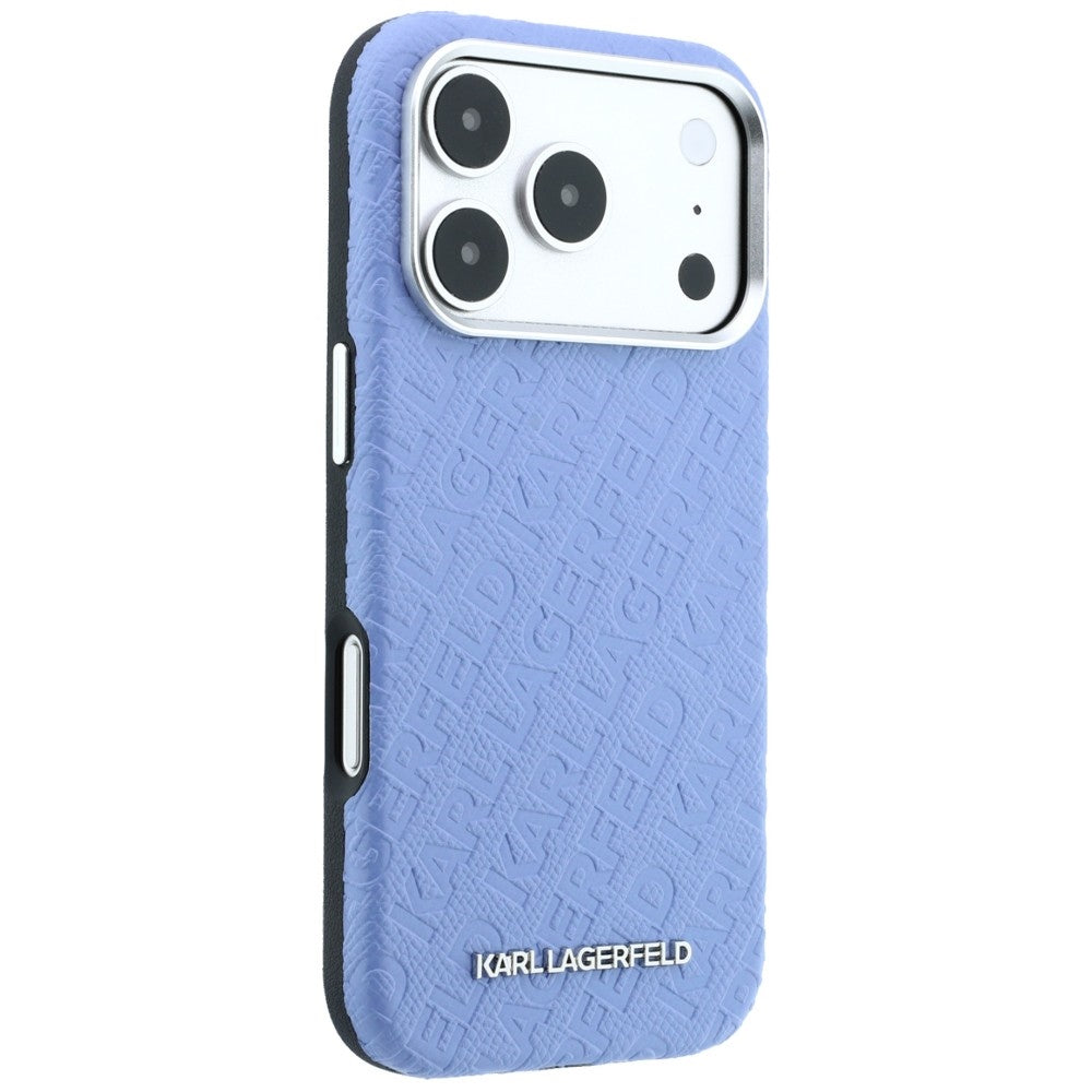 Karl Lagerfeld Grained Allover Logo Metal Elongated MagSafe dėklas iPhone 17 Pro Max / 18 Pro Max - Mėlyna -- iPhone 17...