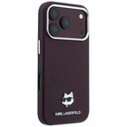 Karl Lagerfeld Grained Choupette Head Metal MagSafe dėklas iPhone 17 Pro / 18 Pro - Bordo -- iPhone 17 Pro / iPhone 18 Pro
