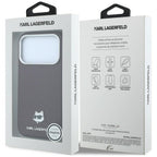 Karl Lagerfeld Grained Choupette Head Metal MagSafe dėklas iPhone 17 Pro / 18 Pro - Bordo -- iPhone 17 Pro / iPhone 18 Pro