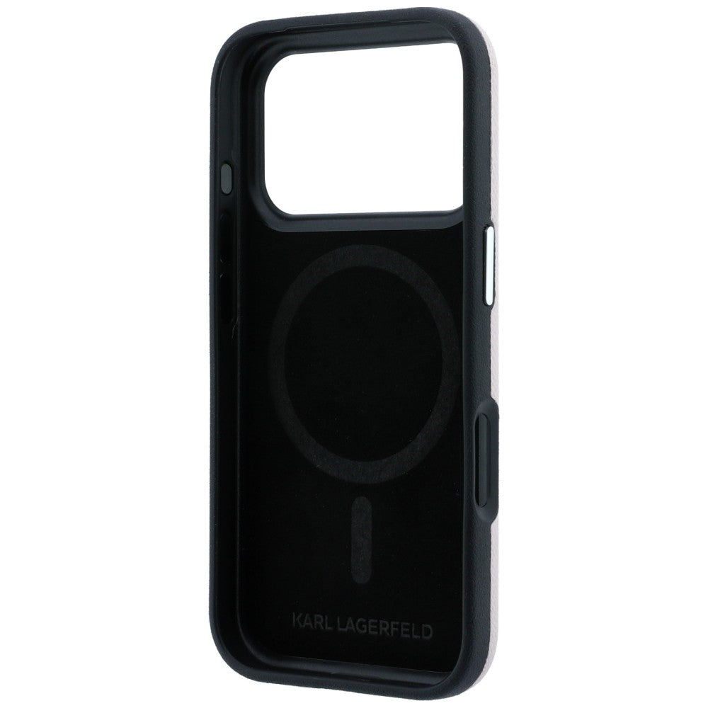 Karl Lagerfeld Grained Choupette Head Metal MagSafe dėklas iPhone 17 Pro / 18 Pro - Rožinė -- iPhone 17 Pro / iPhone 18 Pro