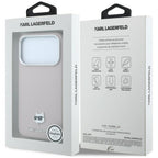Karl Lagerfeld Grained Choupette Head Metal MagSafe dėklas iPhone 17 Pro / 18 Pro - Rožinė -- iPhone 17 Pro / iPhone 18 Pro