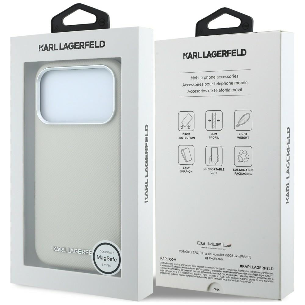 Dėklas Karl Lagerfeld Grained Elongated Logo MagSafe, skirtas iPhone 17 Pro / 18 Pro - smėlio spalvos -- iPhone 17 Pro /...