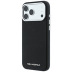 Karl Lagerfeld tekstūrinis pailgo logotipo MagSafe dėklas iPhone 17 Pro / 18 Pro - Juodas -- iPhone 17 Pro / iPhone 18 Pro