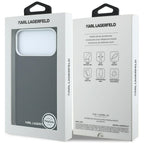 Karl Lagerfeld tekstūrinis pailgo logotipo MagSafe dėklas iPhone 17 Pro / 18 Pro - Juodas -- iPhone 17 Pro / iPhone 18 Pro