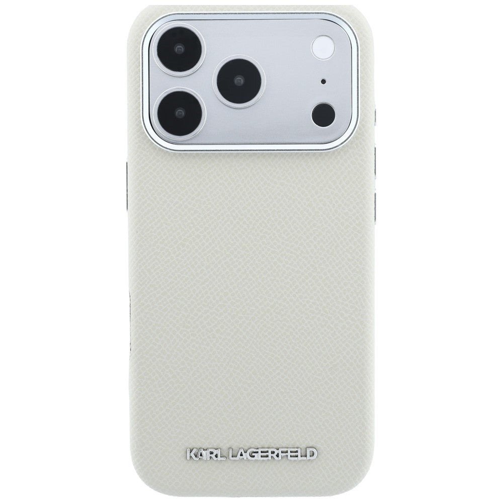 Karl Lagerfeld tekstūrinis pailgo logotipo MagSafe dėklas iPhone 17 Pro Max / 18 Pro Max - Beži -- iPhone 17 Pro Max /...