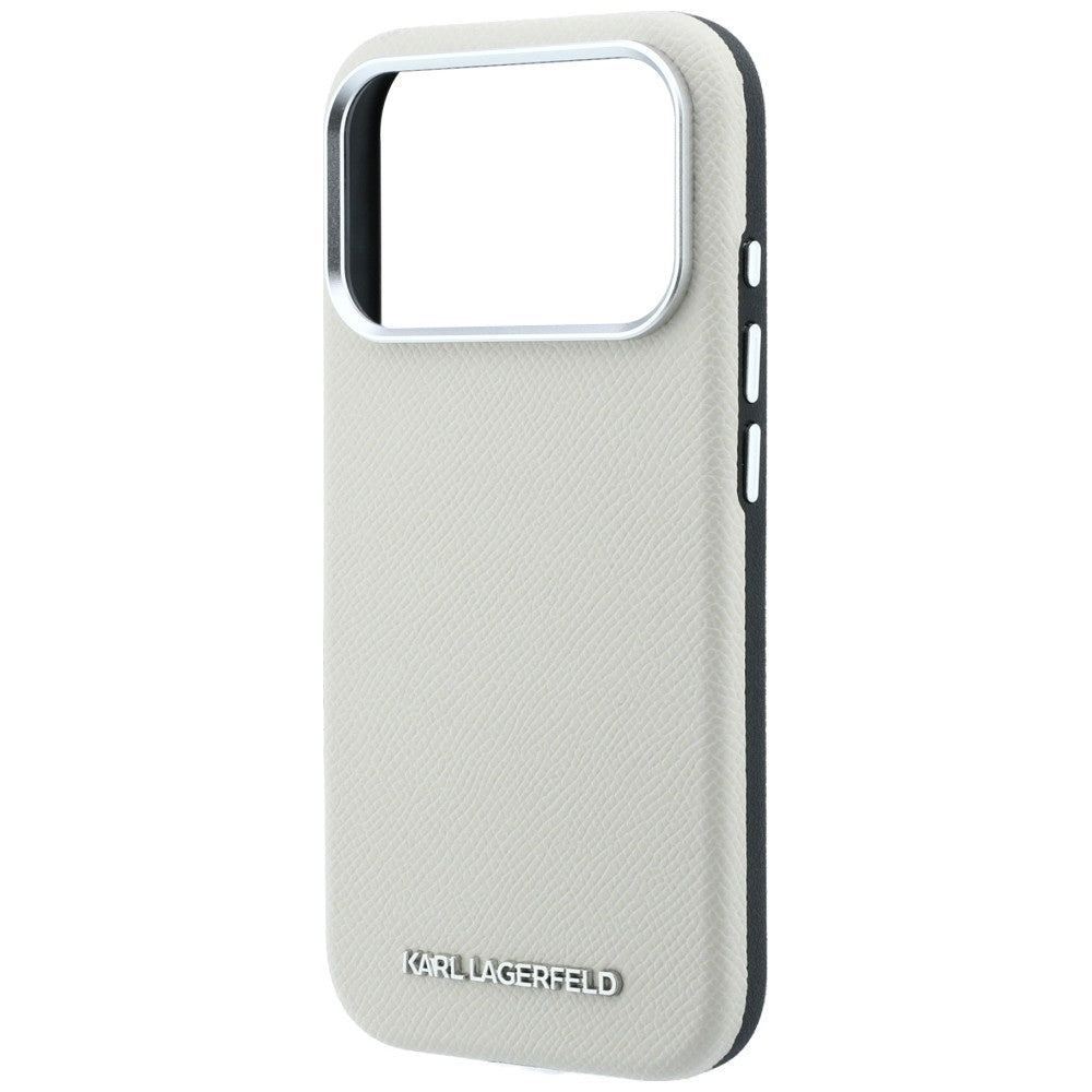 Karl Lagerfeld tekstūrinis pailgo logotipo MagSafe dėklas iPhone 17 Pro Max / 18 Pro Max - Beži -- iPhone 17 Pro Max /...