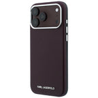 Karl Lagerfeld tekstūrinis pailgo logotipo MagSafe dėklas iPhone 17 Pro Max / 18 Pro Max - bordo -- iPhone 17 Pro Max /...