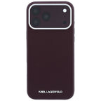 Karl Lagerfeld tekstūrinis pailgo logotipo MagSafe dėklas iPhone 17 Pro Max / 18 Pro Max - bordo -- iPhone 17 Pro Max /...