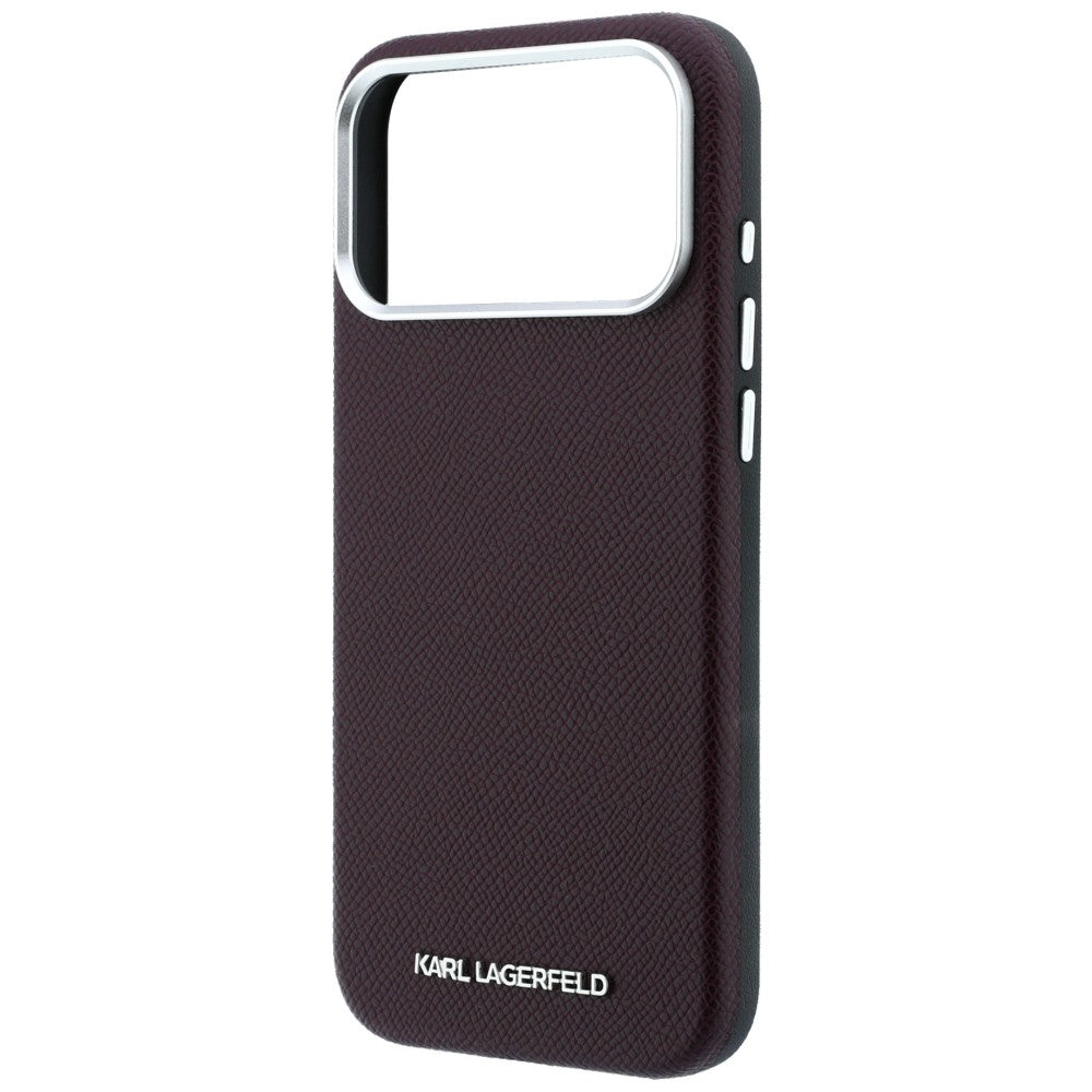 Karl Lagerfeld tekstūrinis pailgo logotipo MagSafe dėklas iPhone 17 Pro Max / 18 Pro Max - bordo -- iPhone 17 Pro Max /...