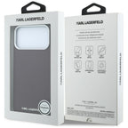 Karl Lagerfeld tekstūrinis pailgo logotipo MagSafe dėklas iPhone 17 Pro Max / 18 Pro Max - bordo -- iPhone 17 Pro Max /...