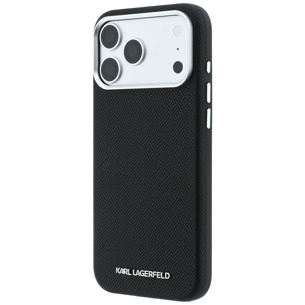 Karl Lagerfeld tekstūrinto pailginto logotipo MagSafe dėklas iPhone 17 Pro Max / 18 Pro Max - juodas -- iPhone 17 Pro Max...