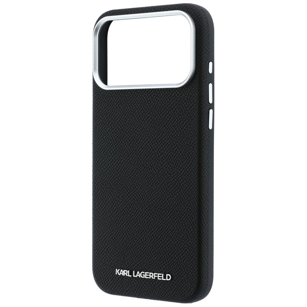 Karl Lagerfeld tekstūrinto pailginto logotipo MagSafe dėklas iPhone 17 Pro Max / 18 Pro Max - juodas -- iPhone 17 Pro Max...