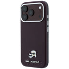 Karl Lagerfeld tekstūrinta Choupette galva metalinis MagSafe dėklas iPhone 18 Pro Max - bordo -- iPhone 18 Pro Max
